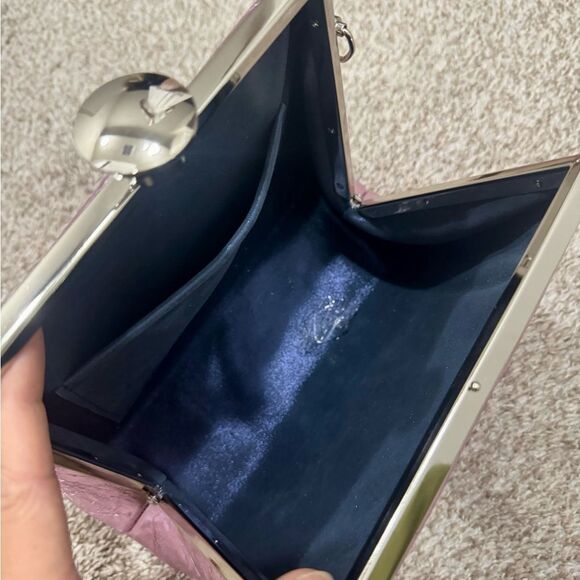 Metallic Pink Genuine Leather Handmade Push Lock Box Bag, Multi Use Style - Picture 15 of 15